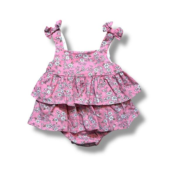 Petit Confection Floral Tiered Romper, 3 Months - Picture 5 of 6